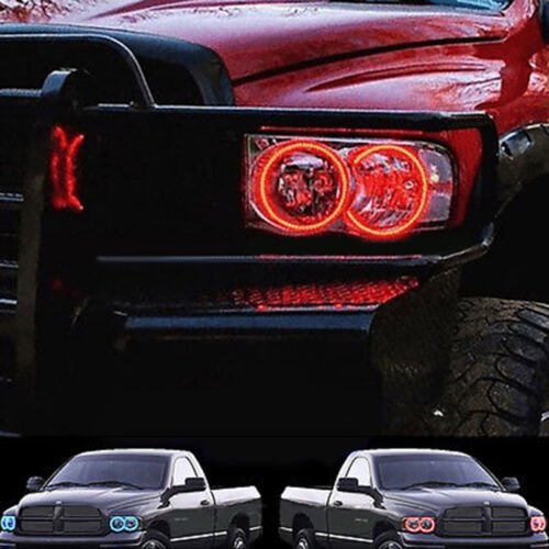 Multi-Color Changing LED RGB Headlight Halo Ring Set For 02-05 Dodge Ram Sport