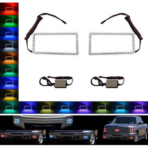 07-13 Chevy Silverado Multi-Color Changing Shift LED RGB Fog Light Halo Ring Set