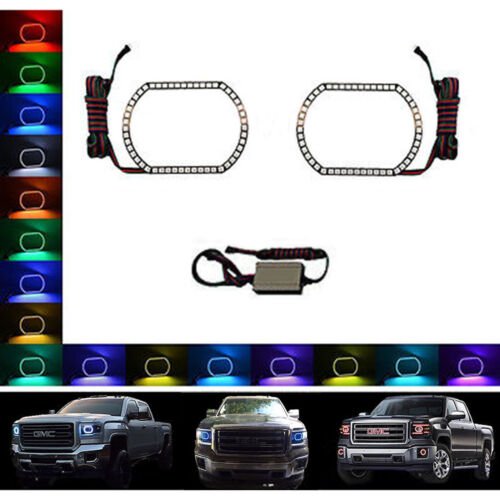 2014-2016 GMC Sierra Truck Multi-Color Changing LED RGB Headlight Halo Ring Set