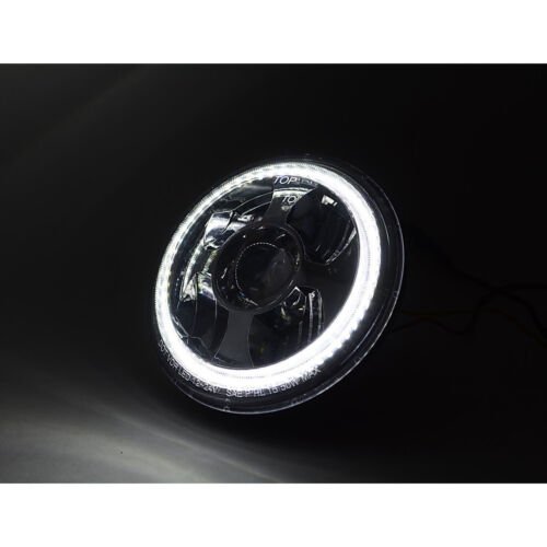 7" H6024 / 6014 White Amber Dual LED Halo Ring Projector Angel Eye Headlight