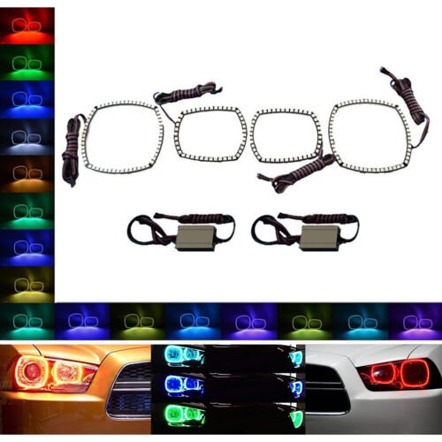 Multi-Color Changing LED RGB Headlight Halo Ring Set For 2011-14 Dodge Charger