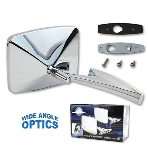 73-91 Chevy Truck Chrome Outside R Convex Rectangle Square Rear View Door Mirror