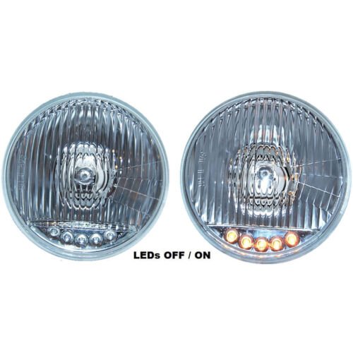 5-3/4 Stock H4 60W Halogen Headlight 5-LED Turn Signal Headlamp Light Bulb Set