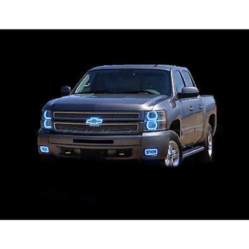 07-14 Chevy Silverado Multi-Color Changing LED Headlight Fog Light Halo Ring Set