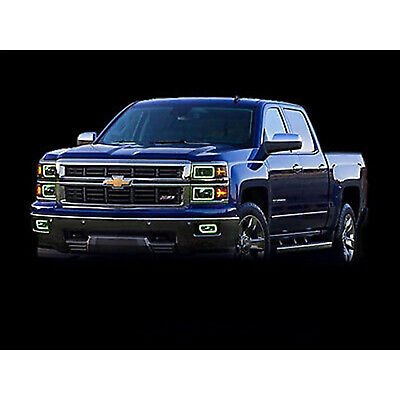 14-16 Chevy Silverado Multi-Color Changing LED RGB Headlight Halo Ring RF M7 Set