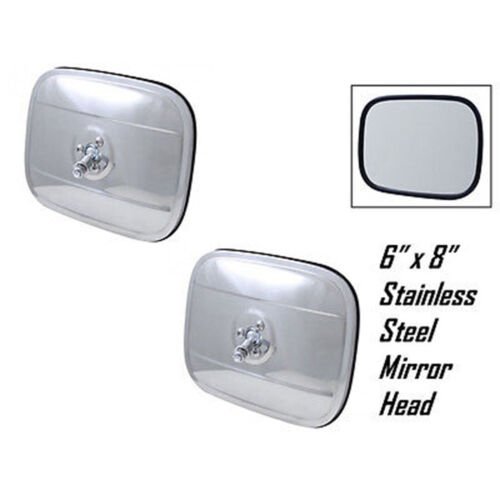 1947-72 6"x8" Stainless Steel Exterior Rectangular Square Rear View Mirror Pair