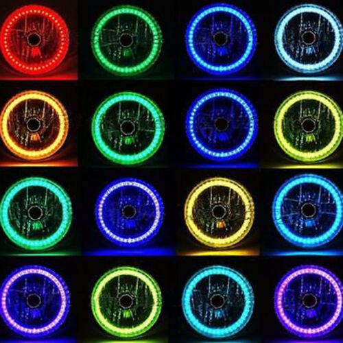 Multi-Color Changing LED RGB Halo Headlight Ring Kit For 76-16 Jeep Wrangler