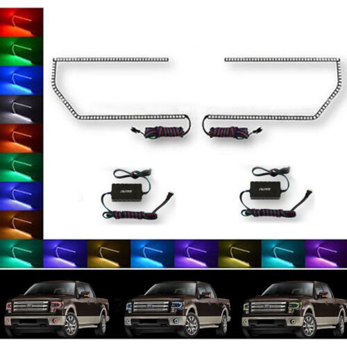 13-14 Ford F-150 Multi-Color Changing Shift LED RGB Headlight Halo Ring Set