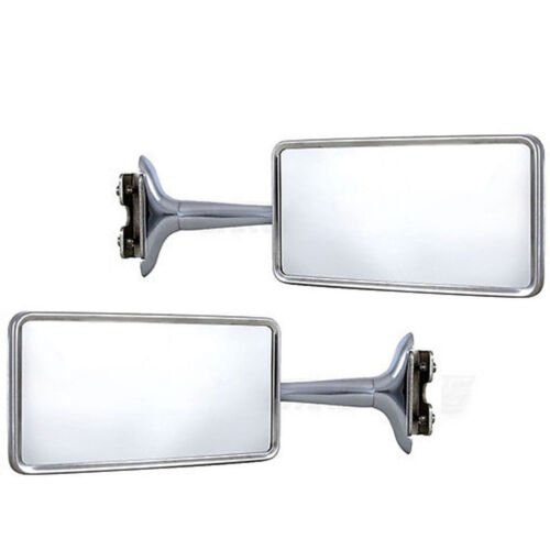 Rectangle Long Arm Peep Glass Mirror Outside Side Rear View Door Hot Rod Pair