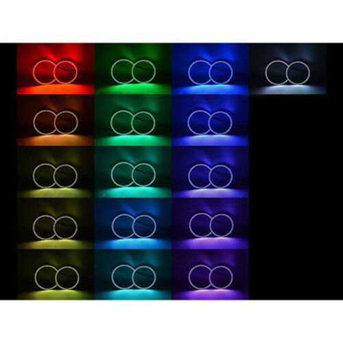 Multi-Color Shift LED Headlamp Halo Ring BLUETOOTH Set For 02-05 Dodge Ram Sport