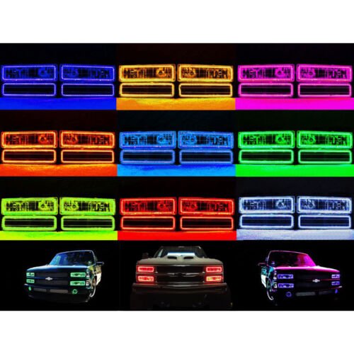 1988-98 Chevy GMC Multi-Color Changing LED RGB Headlight Halo Ring BLUETOOTH Set