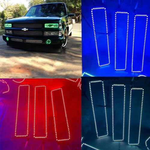 1988-98 Chevy GMC Multi-Color Changing LED RGB Headlight Halo Ring BLUETOOTH Set