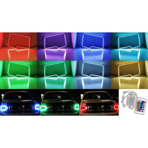 2009-2014 Ford F-150 Multi-Color Changing Shift LED RGB Headlight Halo Ring Set