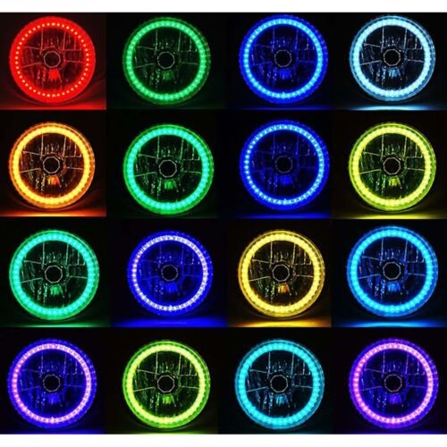 5-3/4" IR RGB SMD Color Change Halo Angel Eye H4 6000K LED Motorcycle Headlight