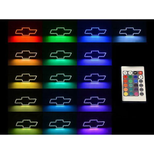 Chevy Bowtie Emblem Multi-Color Changing LED Shift RGB Halo Ring Set Chevrolet