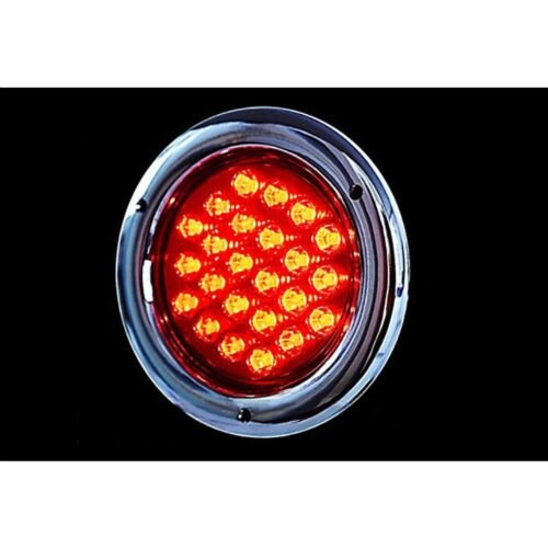 (2) 4" Round Truck Box Trailer Rv Brake Tail Light Turn Signal Red Led Lights