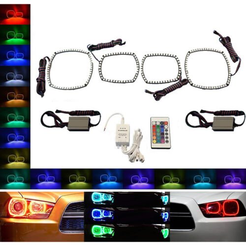 Multi-Color Changing LED RGB Headlight Halo Ring Set For 2011-14 Dodge Charger