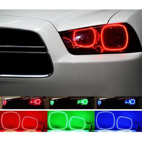 Multi-Color Changing LED RGB Headlight Halo Ring Set For 2011-14 Dodge Charger