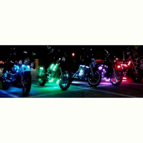 10Pc RGB/Red/Green/Blue/Yellow Glow Lights LED Pods Kit Fits Harley Motorcycle