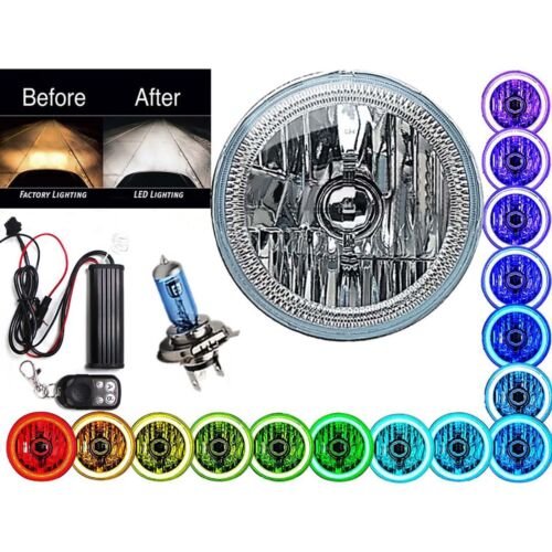 5-3/4 Slim RF RGB SMD LED Color Change Halo Shift Angel Eye Motorcycle Headlight