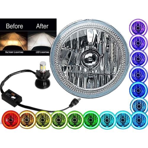 5-3/4" RF RGB SMD Multi-Color Change Halo Angel Eye Shift H4 LED Headlights Set