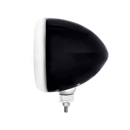 7" Black Guide Semi Truck Headlight Lamp Bucket Housing w/ Chrome Rim Bezel