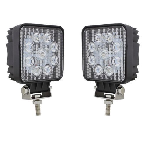 Square HP 9 LED Competition Series Stud Mount Work Light Off Road ATV 4WD Pair