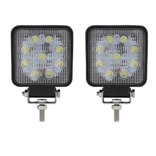 Square HP 9 LED Competition Series Stud Mount Work Light Off Road ATV 4WD Pair