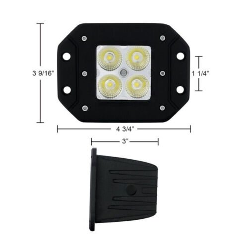 3" LED Square Pod Flush Mount Flood Light Boat Truck Grill Bumper Off Road Pair