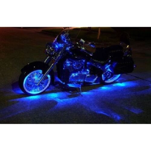 4Pc 12" Motorcycle Blue Under Glow Frame Engine Motor Light Bulb LED Strips 12V