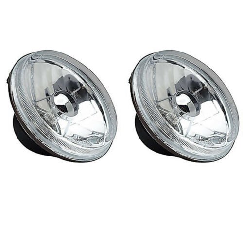 5-3/4 Crystal Clear Halogen Headlight Metal Headlamp Sw 90/100W Light Bulbs Pair