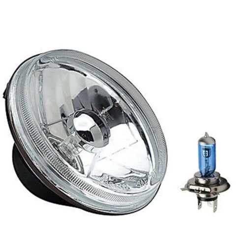 5-3/4 Crystal Clear Halogen Headlight Metal Headlamp Sw 90/100W Light Bulbs Pair