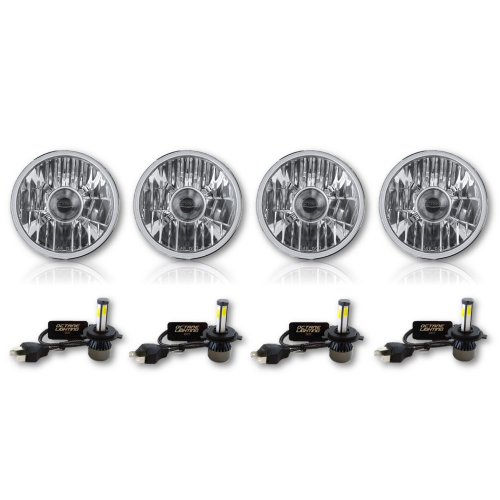 5-3/4" Projector Crystal Clear Headlight LED 4000Lm H4 Light Bulb Headlamp Set