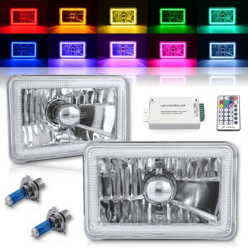 4X6" RF Color Change RGB SMD LED Shift Halo Angel Eye Headlight Light Bulbs Pair