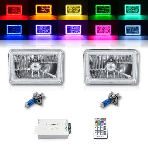 4X6" RF Color Change RGB SMD LED Shift Halo Angel Eye Headlight Light Bulbs Pair