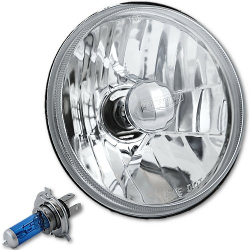 5-3/4" Crystal Clear Halogen Headlight Motorcycle Headlamp 6V 35/35W Light Bulb