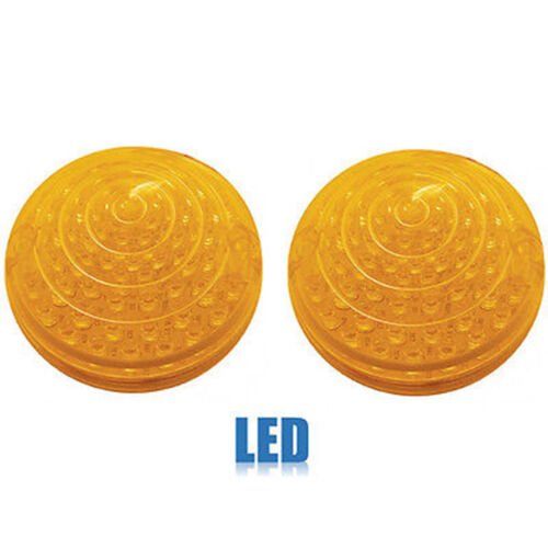 65 66 Ford Mustang Front Amber LED Park Turn Signal Light Lenses Pair w/ Flasher