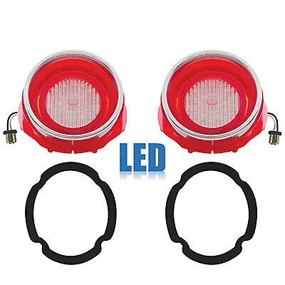 65 Chevy Impala LED Tail Back Up Light Lens w/ Stainless Trim & Gasket Pair 1965