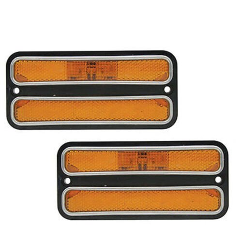 68-72 Chevy GMC Truck Front & Rear Side LED Amber Red Marker Light w/ Chrome Set