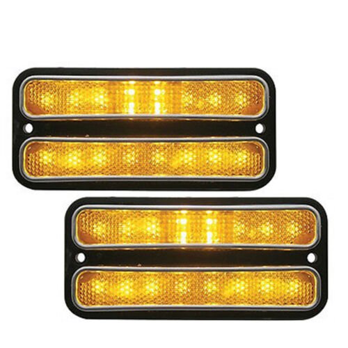 68-72 Chevy GMC Truck Front Side LED Amber Marker Light Lamp w/ Chrome & Gasket