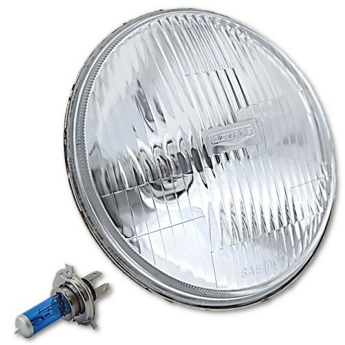 7" Stock Style Lens H4 Motorcycle Headlight Halogen 60/55W Light Bulb Headlamp
