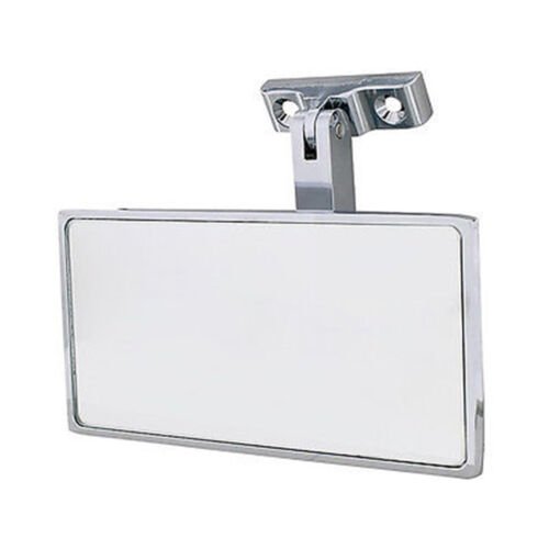 Interior Rectangle Chrome Rear View Glass Mirror w/ Screw On Universal Mount