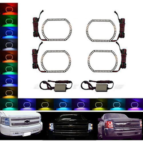 07-14 Chevy Silverado Multi-Color Changing Shift LED RGB Headlight Halo Ring Set