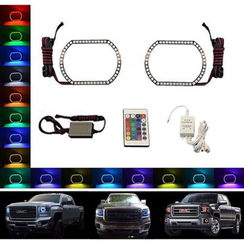 2014-2016 GMC Sierra Truck Multi-Color Changing LED RGB Headlight Halo Ring Set