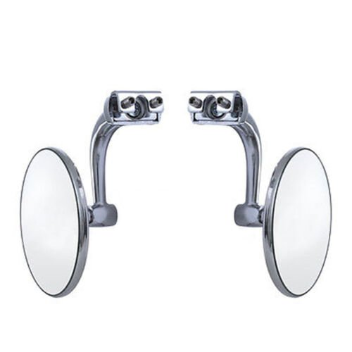 3" Chrome Curved Arm Peep Side Door Glass Mirror Outside Rear View Hot Rod Pair