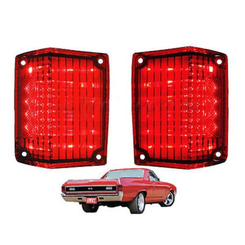 70 71 72 Chevy El Camino LED Driver Passenger Side Tail Brake Light Lens Pair