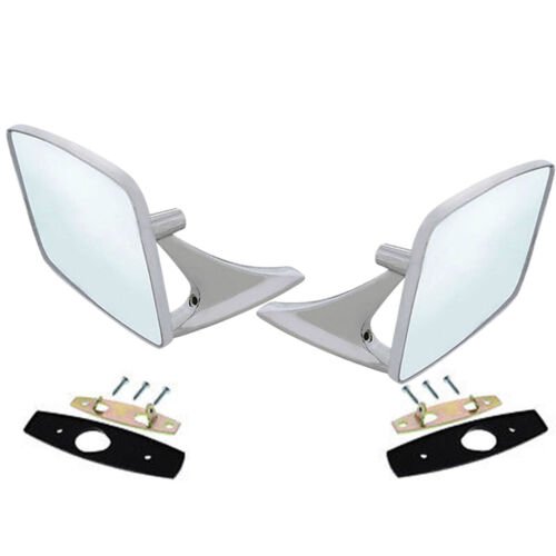 73-91 Chevy Truck Chrome Outside Rectangle Square Rear View Door Mirrors Pair