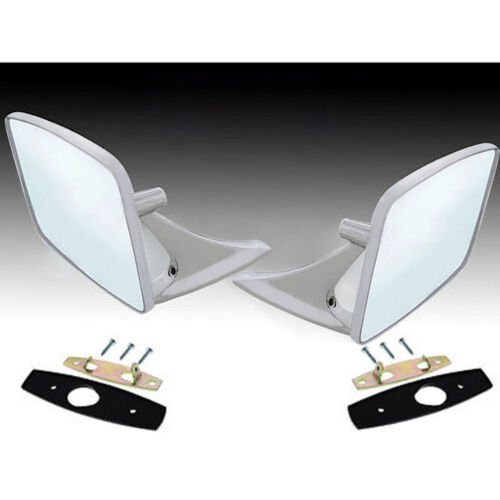 73-91 GMC Truck Chrome Outside Rectangle Square Rear View Door Mirrors Pair