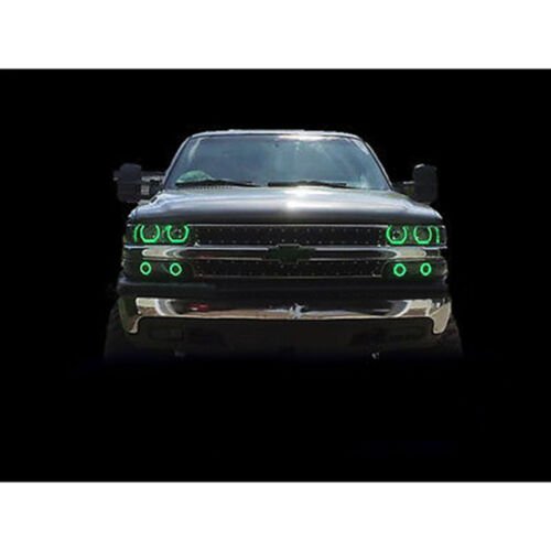 99-02 Chevy Silverado Multi-Color Changing LED RGB Headlight Halo Ring M7 Set