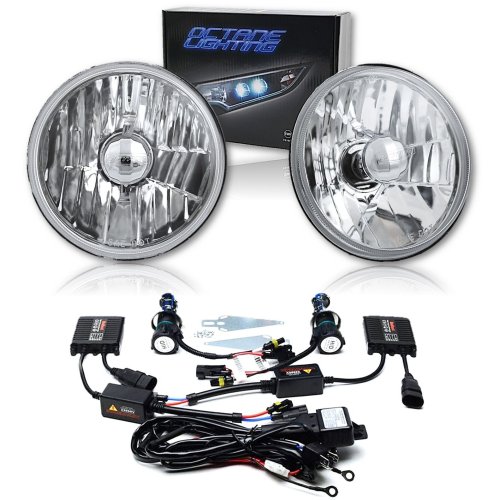 5-3/4 Crystal Clear Glass Metal Headlight Headlamp 8000K 8k HID Light Bulb Pair